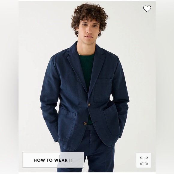 Garment-dyed Navy cotton-linen blend chino suit jacket size 38R with tags - Picture 8 of 8